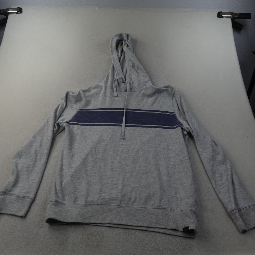 Faherty Sunwashed Hoodie Mens Large Gray Stripe Organic Cotton Pullover